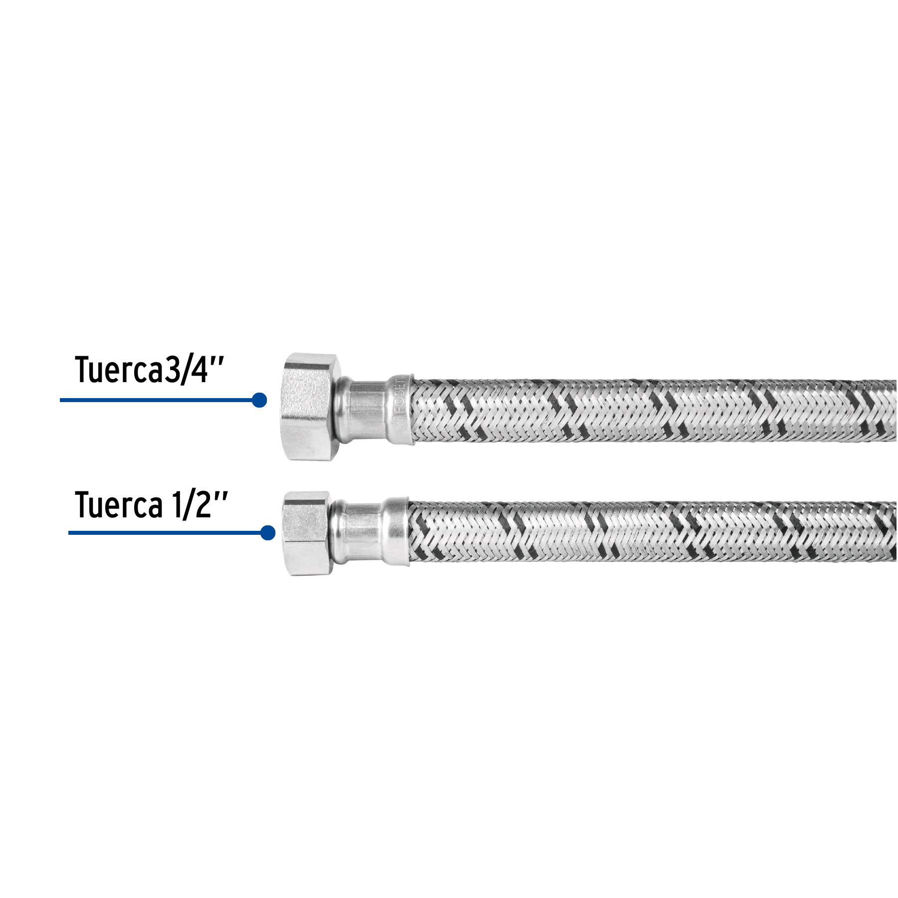 Manguera Para Boiler De 1/2 A 3/4 Aluminio 60 cm - FBO-1260X