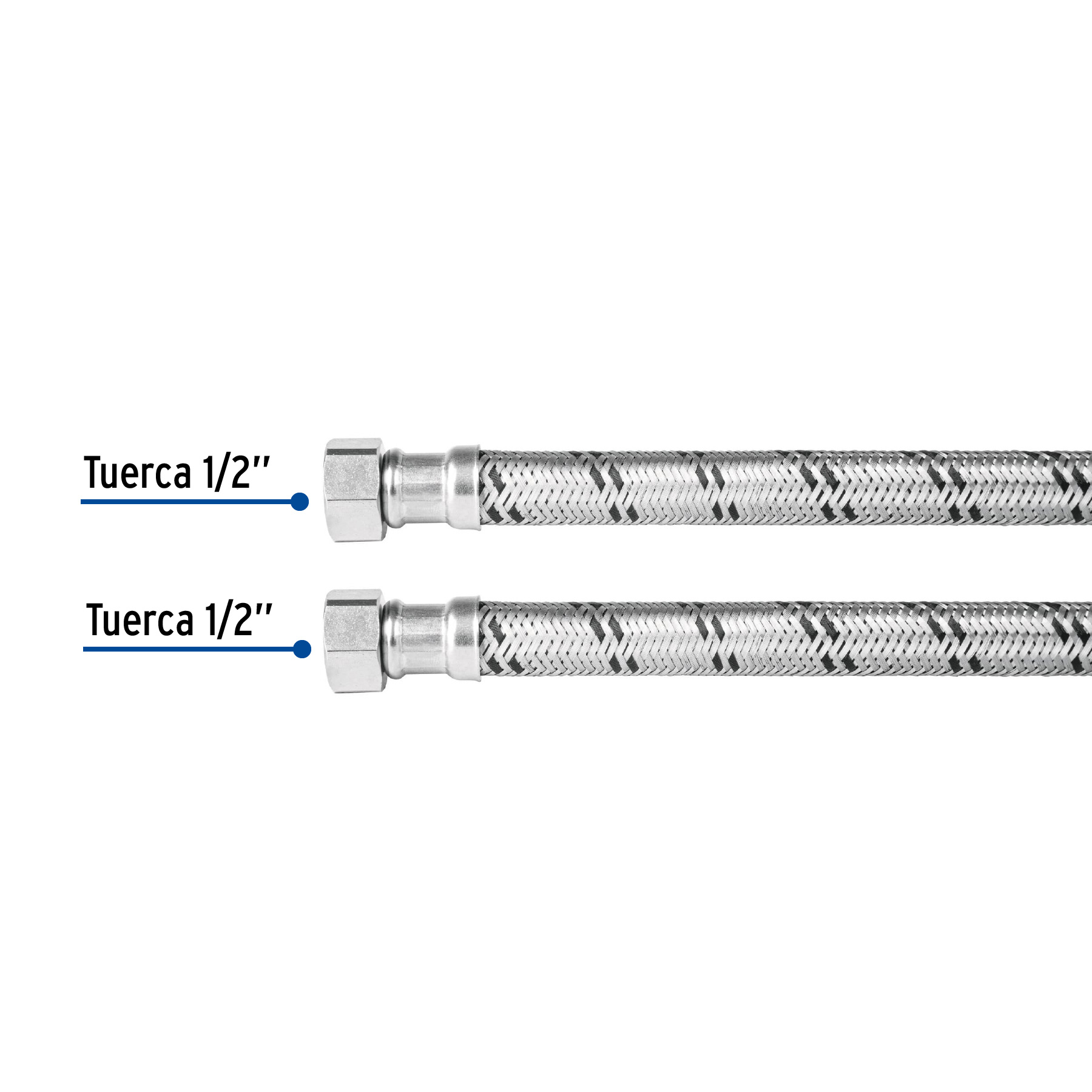 Manguera trenzada de acero 1/2x1/2'X150 cm usos generales - FBO-22150X / 48968