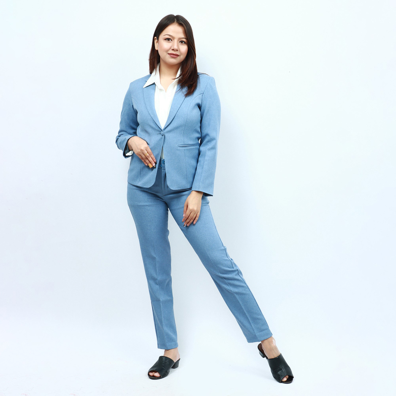 Azure Elegance Slim-Fit Women�s Pant Suit � 2-Piece Set
