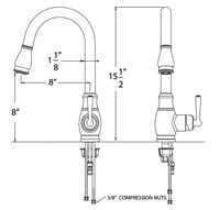 Faucet Classic Gooseneck Kitchen Faucet w/ Pull-Down Sprayer - Satin Nickel