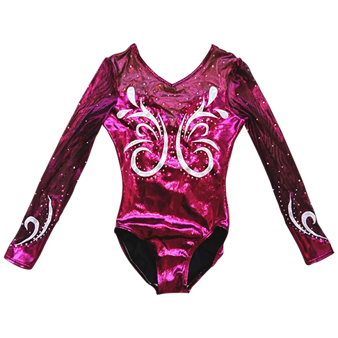BURGUNDY SHINY MYSTIQUE/MESH WITH STONES LONG SLEEVE BURGUNDY SHINY MYSTIQUE/MESH WITH STONES LONG SLEEVE