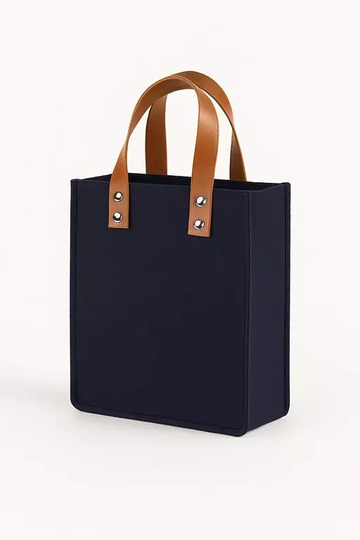 Classic Black with Tan Riveted Handles TOTE BAG