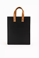 Classic Black with Tan Riveted Handles TOTE BAG