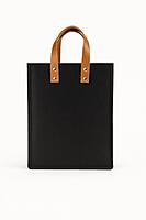 Classic Black with Tan Riveted Handles TOTE BAG