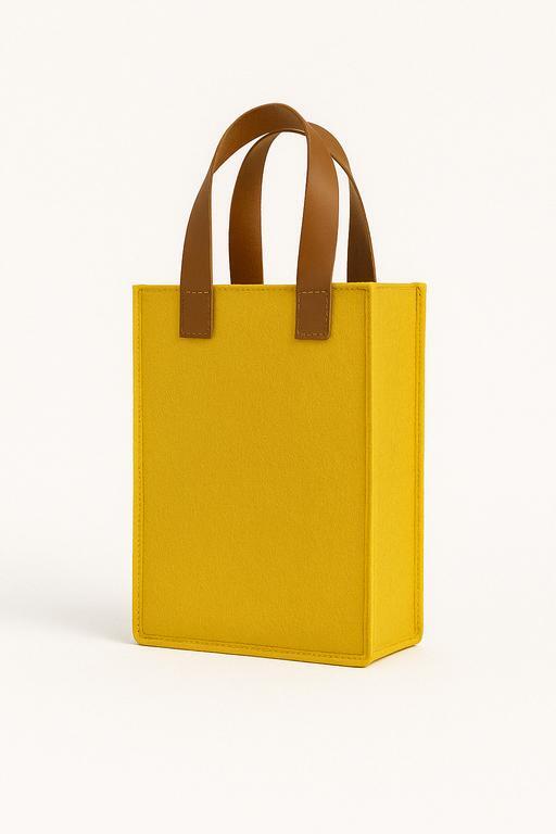 Mustard Yellow with Tan Handles TOTE BAG
