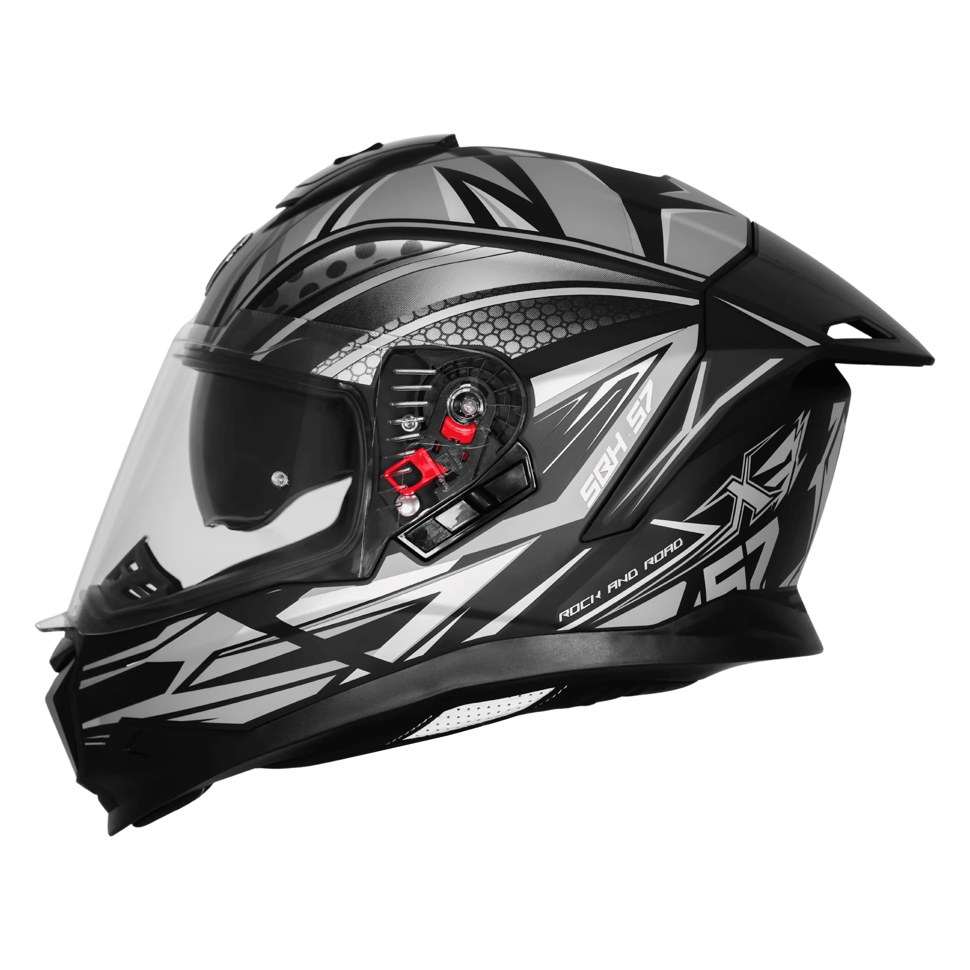 STEELBIRD SBH-57 ISS FIGHTER F12 GLOSSY BLACK/GREY/SILVER FOIL C/V 600 MM WITH EXTRA CHROME VISOR STEELBIRD SBH-57 ISS FIGHTER F12 GLOSSY BLACK/GREY/SILVER FOIL C/V 600 MM WITH EXTRA CHROME VISOR