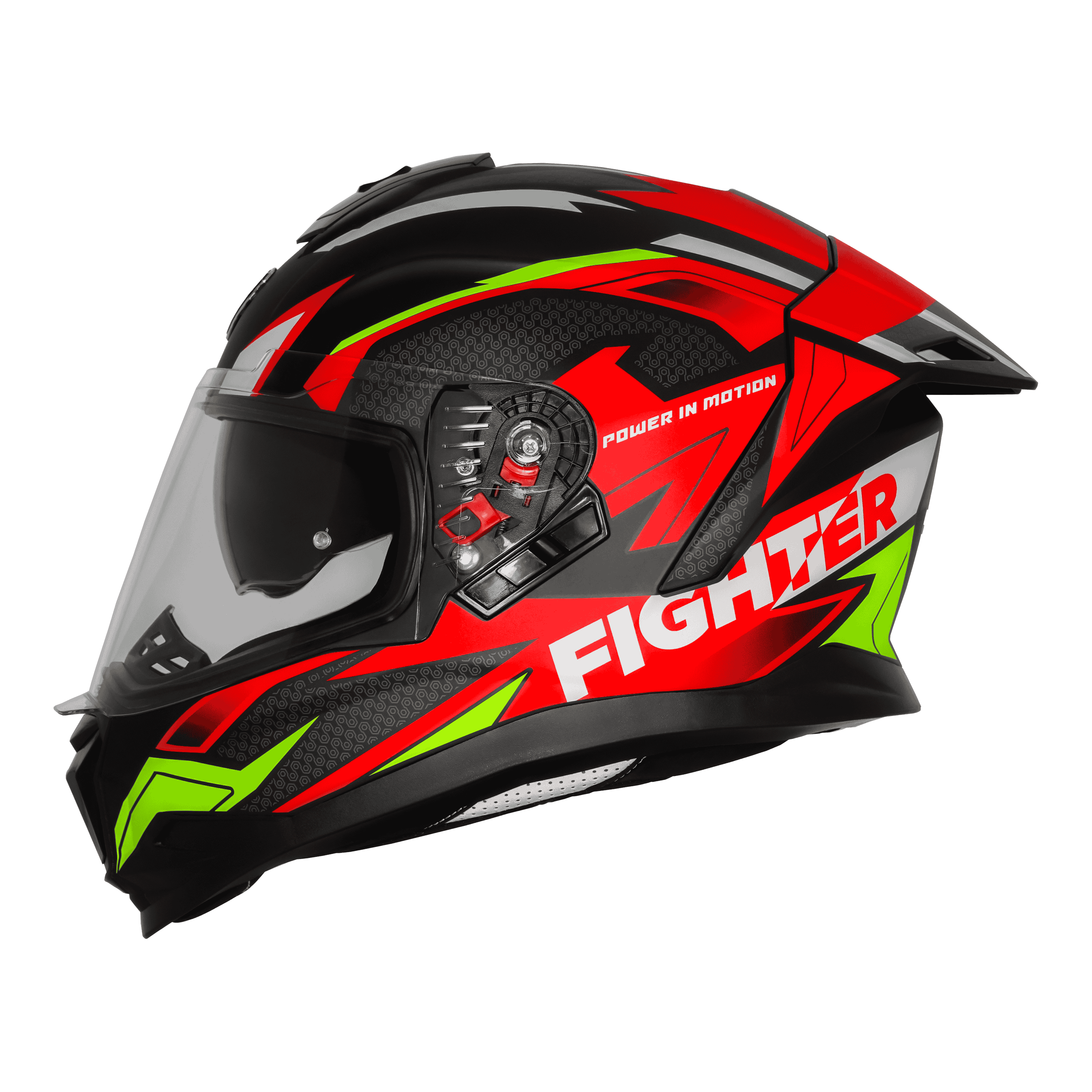 STEELBIRD SBH-57 ISS FIGHTER F7 GLOSSY BLACK/RED C/V 600 MM WITH EXTRA SMOKE VISOR