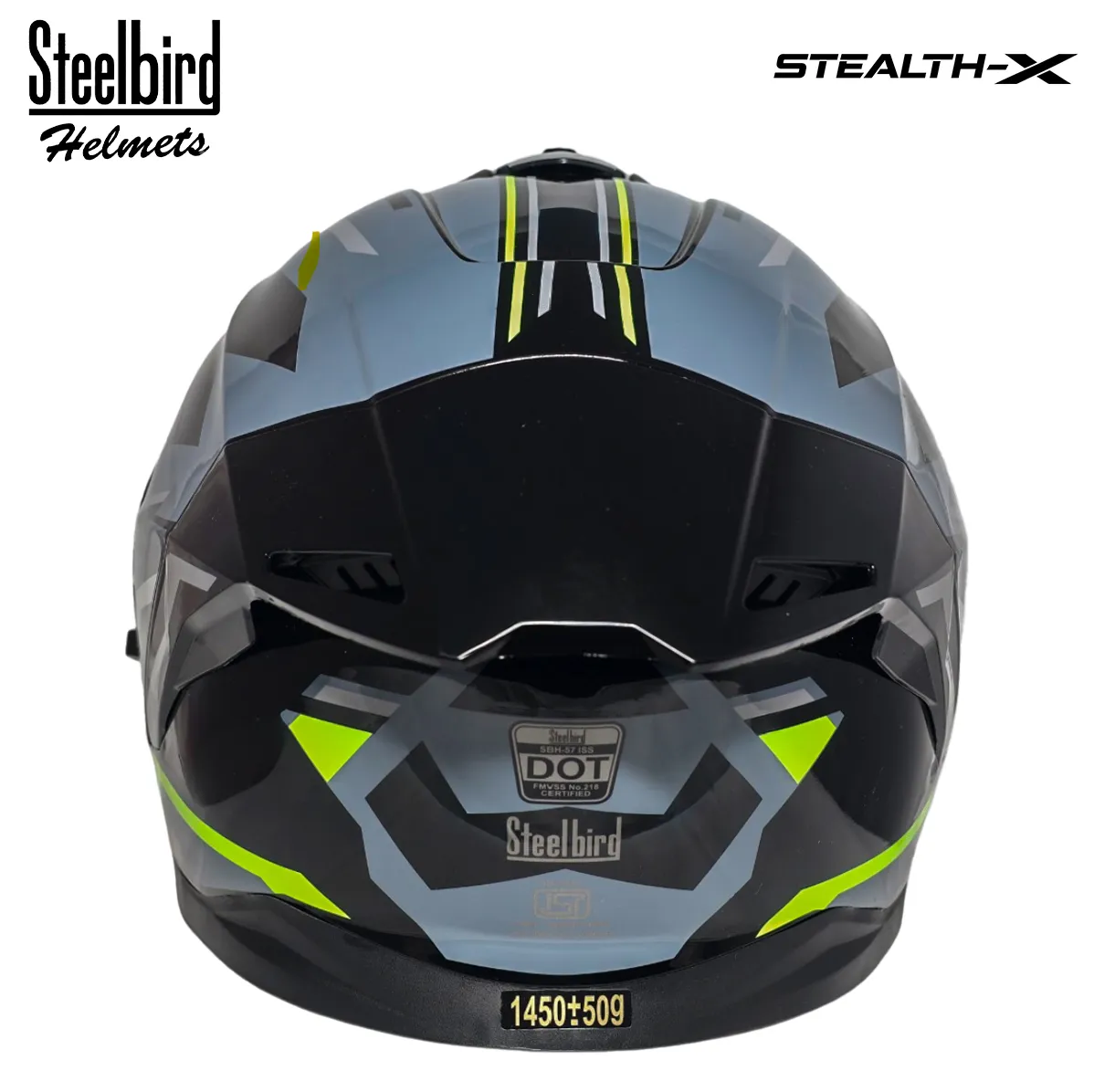 STEELBIRD SBH-57 ISS FIGHTER STEALTH X GLOSSY BLACK/NEON C/V 600MM WITH EXTRA SMOKE VISOR STEELBIRD SBH-57 ISS FIGHTER STEALTH X GLOSSY BLACK/NEON C/V 600MM WITH EXTRA SMOKE VISOR