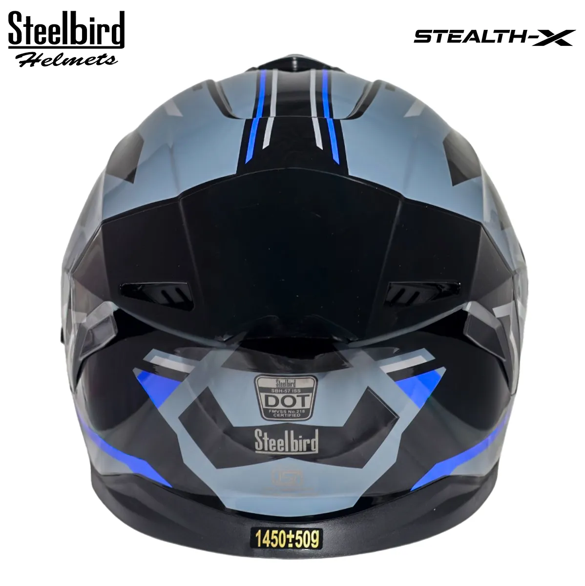 STEELBIRD SBH-57 ISS FIGHTER STEALTH X GLOSSY BLACK/BLUE C/V 580MM WITH EXTRA SMOKE VISOR STEELBIRD SBH-57 ISS FIGHTER STEALTH X GLOSSY BLACK/BLUE C/V 580MM WITH EXTRA SMOKE VISOR