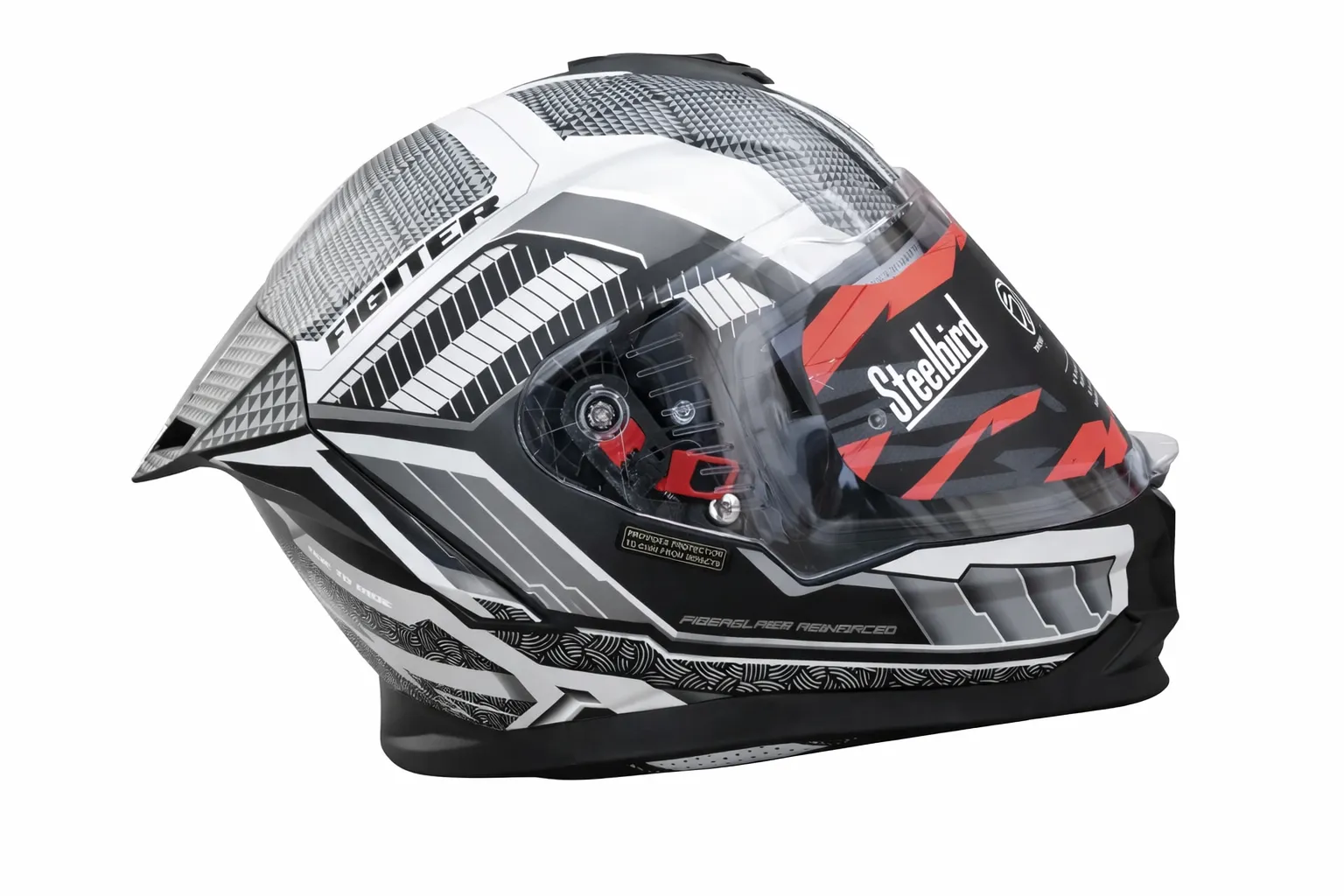 STEELBIRD SBH-57 ISS FIGHTER PYTHON MATT BLACK/GREY C/V 600 MM WITH EXTRA SMOKE VISOR