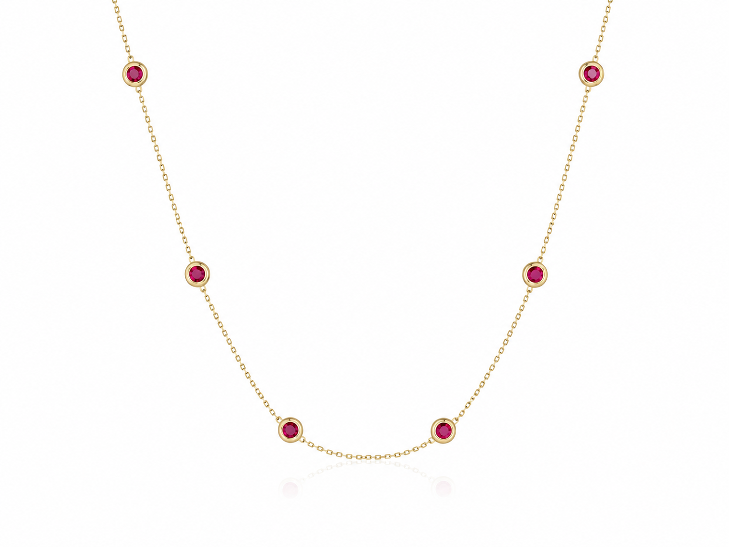 14K CIRCULOS BISELADOS RUBI EN TODA LA CADENA