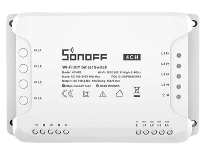 4-Gang Wi-Fi Smart Switch, Inching/Self-Locking Modes | Sonoff 4CHR3