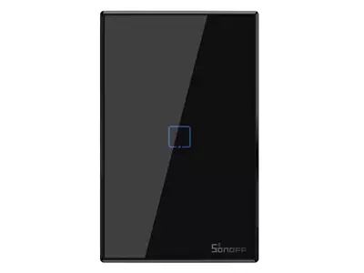 Wi-Fi Touch Wall Switch, 1-Gang, Black, Alexa/Google | Sonoff