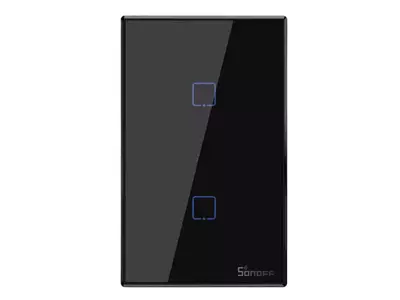 Wi-Fi Touch Wall Switch, 2-Gang, Black, Alexa/Google | Sonoff