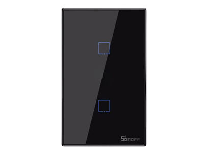 Wi-Fi Touch Wall Switch, 2-Gang, Black, Alexa/Google | Sonoff