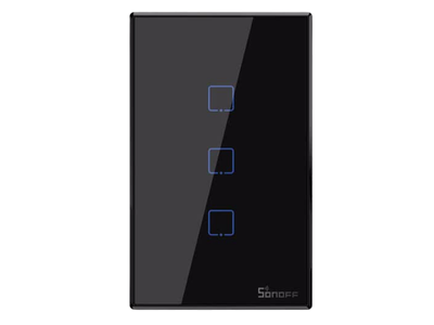 Wi-Fi Touch Wall Switch, 3-Gang, Black, Alexa/Google | Sonoff