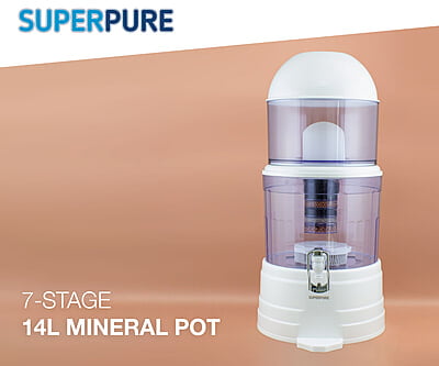 SUPERPURE 14L Water Dispenser with Filters & Mineral Pot SUPERPURE 14L Water Dispenser with Filters & Mineral Pot