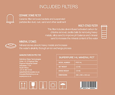 SUPERPURE 14L Water Dispenser with Filters & Mineral Pot SUPERPURE 14L Water Dispenser with Filters & Mineral Pot