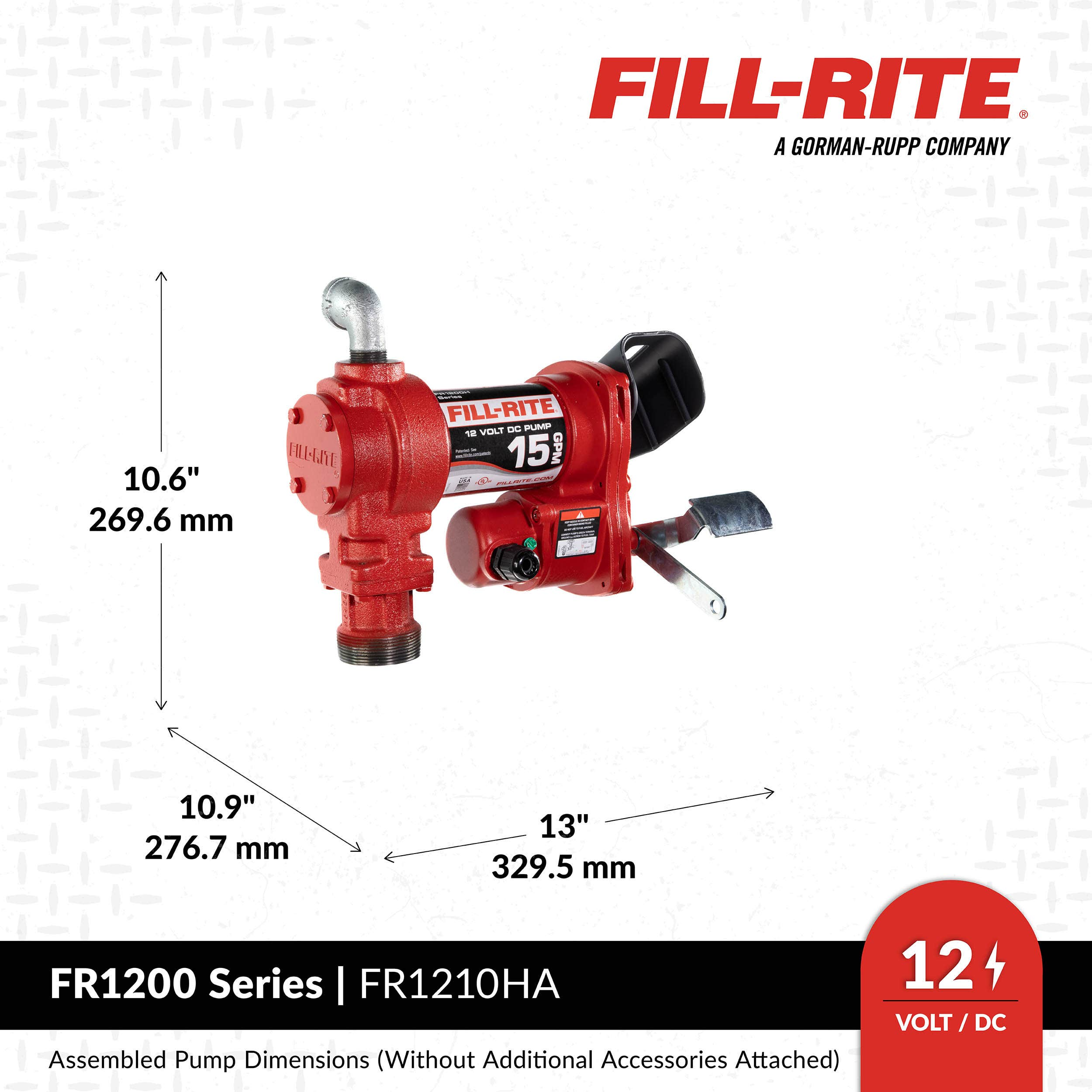 FILL RITE 12V DC 15 GPM Fuel Transfer Pump with Nozzle