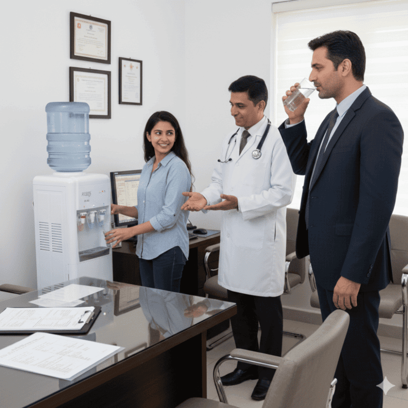 Compact and tall Atlantis Frosty Plus floor standing water cooler for high-traffic areas.