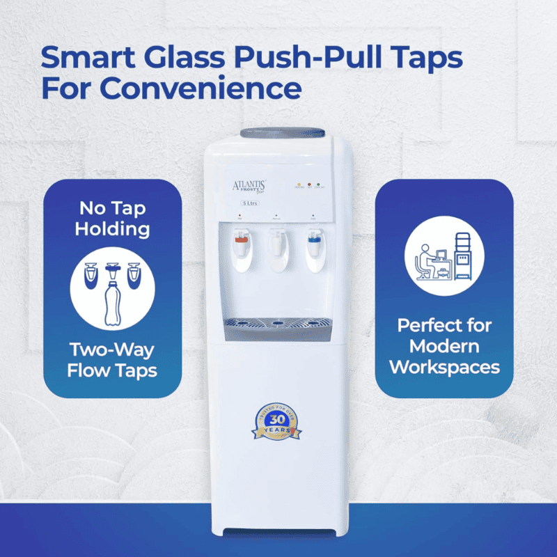 Close-up of the Atlantis Frosty Plus control panel and LED indicator lights.