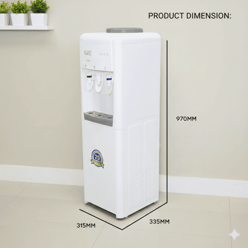 Durable Atlantis Frosty Plus floor standing model with ergonomic push-to-dispense taps.