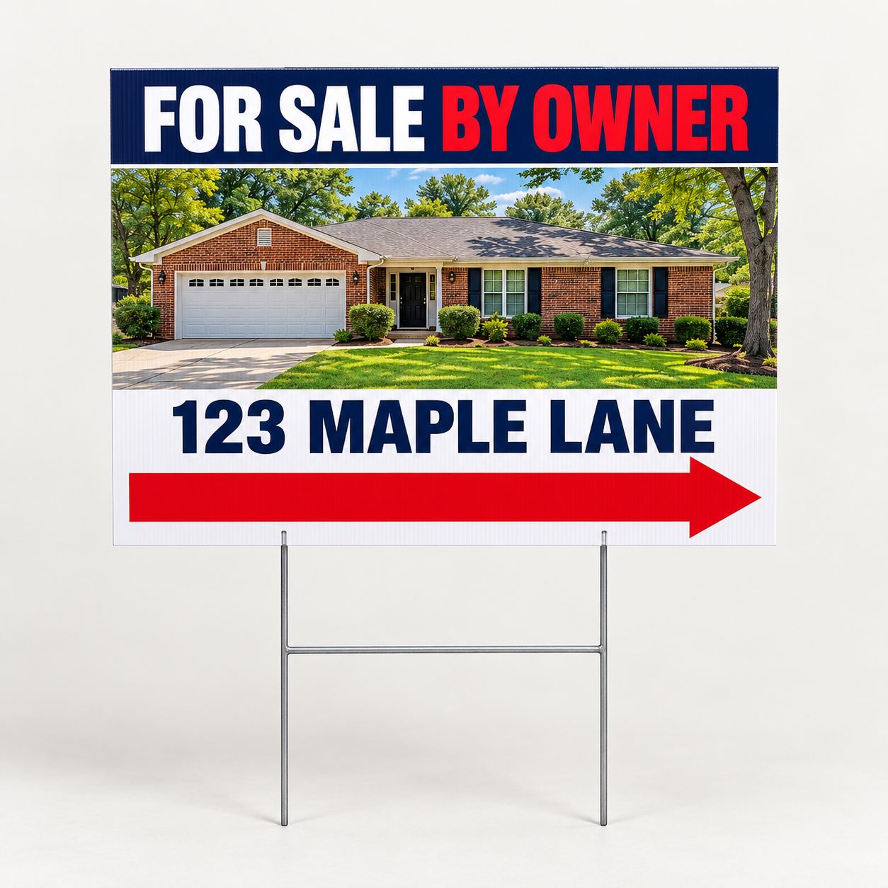 FSBO 18x12 Corex Directional Signs + Wire Stakes