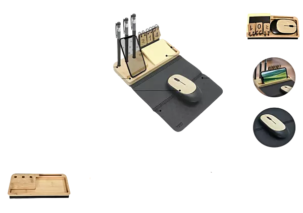 Bamboo Desk Set with Mouse, Mouse Pad, Calendar & Utility Stands EcoBundle