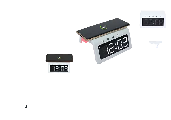 5 IN 1 WIRELESS CHARGER AMBIENT LIGHT LARGE DISPLAY CLOCK ALARM CHARGING HUB