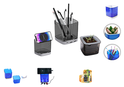 4 IN 1 SELF-WATERING PLANTER CHARGING HUB STATIONERY STAND MOBILE STAND Groot