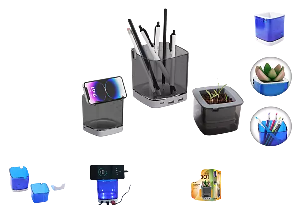 4 IN 1 SELF-WATERING PLANTER CHARGING HUB STATIONERY STAND MOBILE STAND Groot