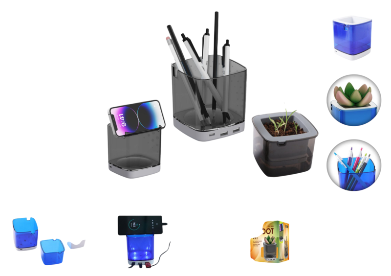 4 IN 1 SELF-WATERING PLANTER CHARGING HUB STATIONERY STAND MOBILE STAND Groot