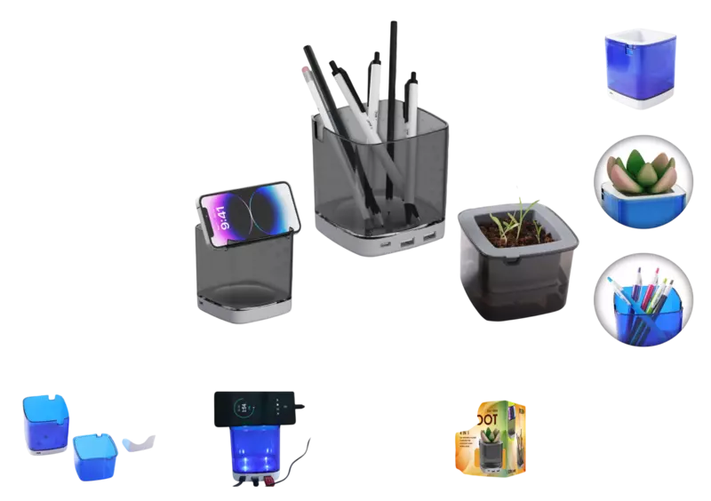4 IN 1 SELF-WATERING PLANTER CHARGING HUB STATIONERY STAND MOBILE STAND Groot