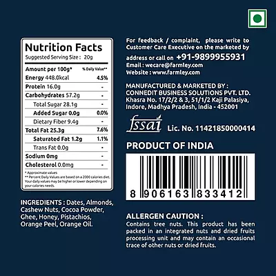 Farmely-Date Bites-Dark choco with orange-240g (12 Piece)