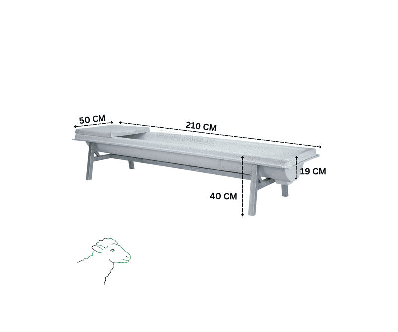 Farmex Drinker Trough 100L 40cm Linear made from food-grade HDPE for sheep and goats