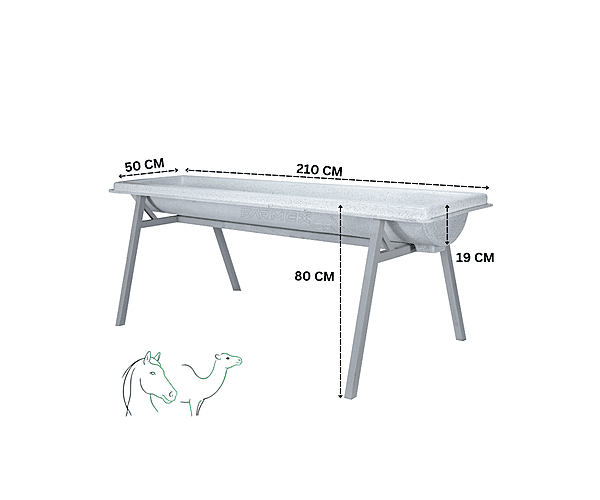 Farmex 100L feeder trough with galvanized steel stand for cattle