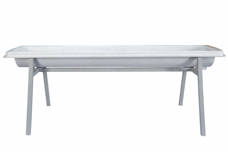 Farmex 100L feeder trough with galvanized steel stand for cattle front side