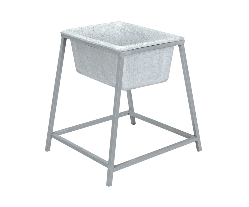 Farmex Feeder Trough 50L 80cm Solid Box showing dimensions-left side