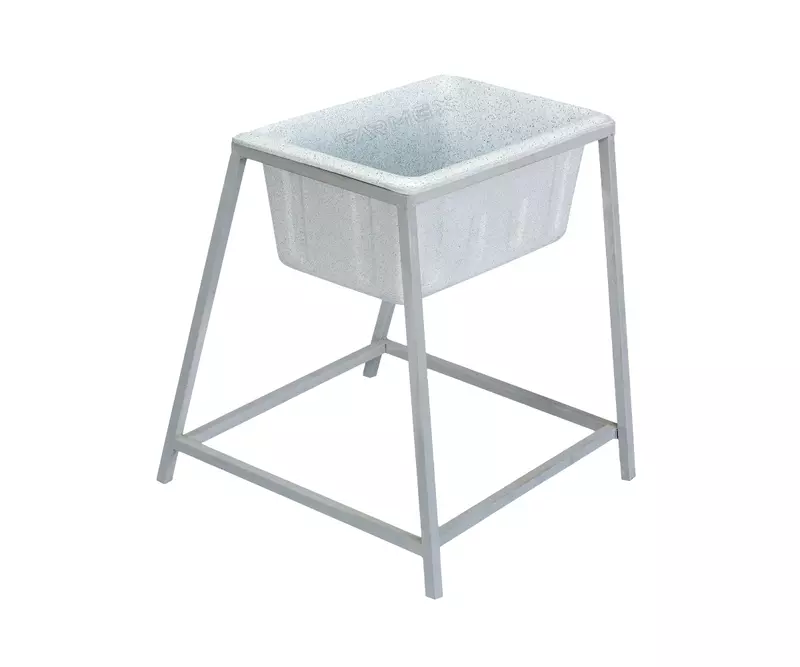 Farmex Feeder Trough 50L 80cm Solid Box showing dimensions - left side