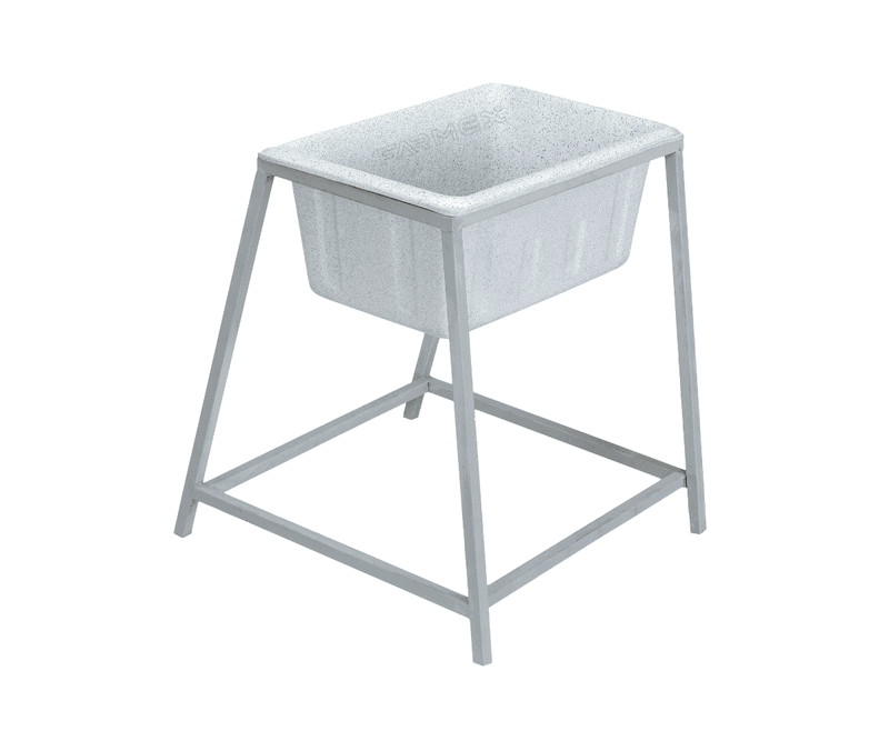 Farmex Feeder Trough 50L 80cm Solid Box showing dimensions - left side