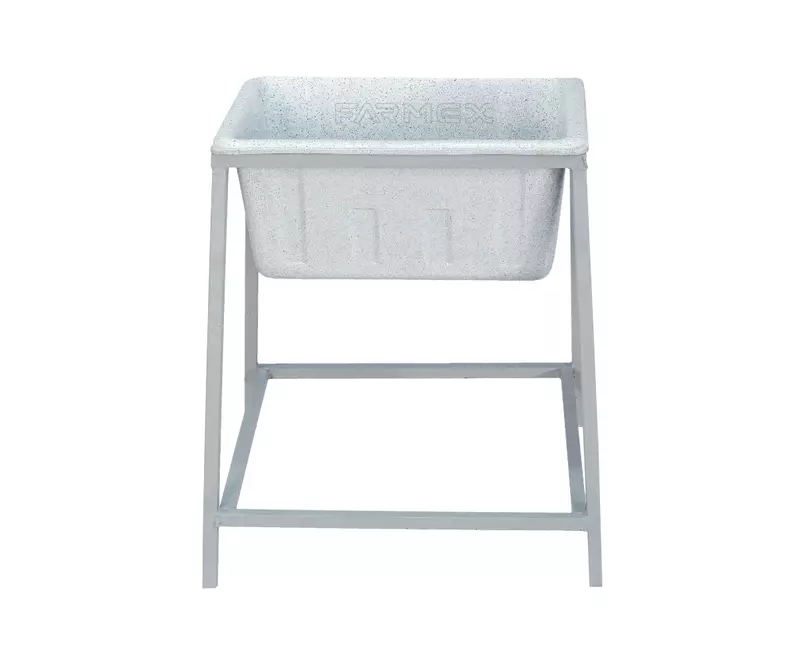 Farmex Feeder Trough 50L 80cm Solid Box showing dimensions- front side