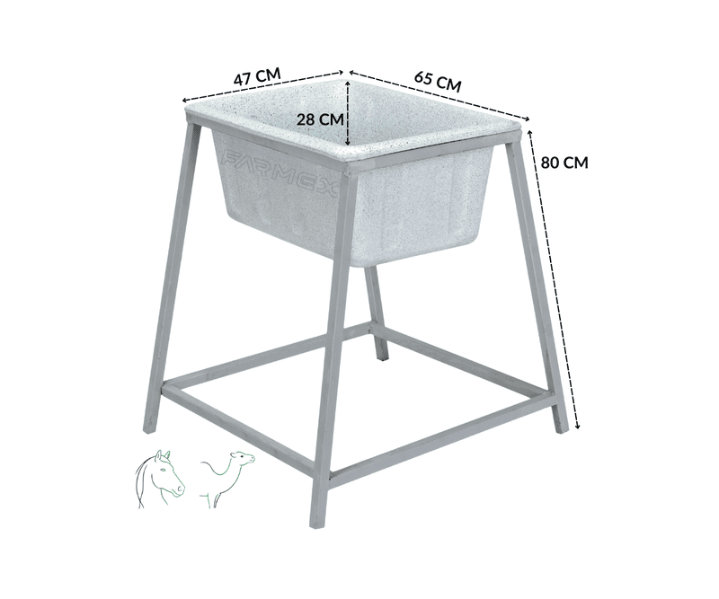 Farmex Feeder Trough 50L 80cm Solid Box showing dimensions