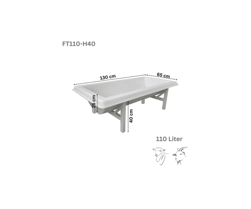 Farmex Feeder Trough 110L 40CM with Stand – made from pure polymer for sheep and goats