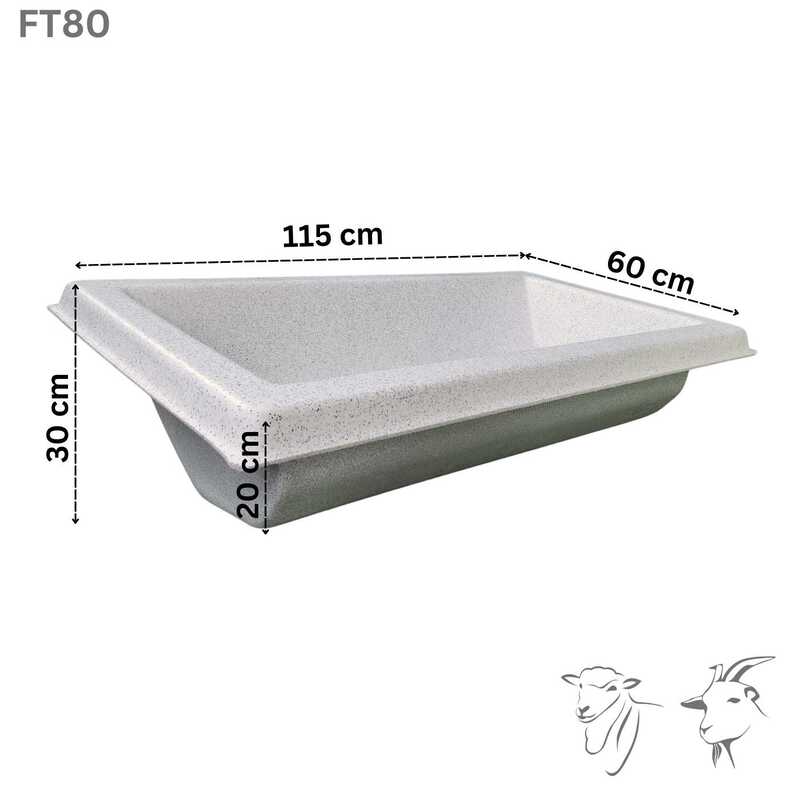 Farmex 80L slope line trough made from food-grade HDPE, ground-mounted design for general uses