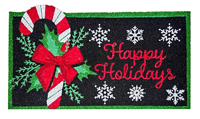 Festive Candy Canes Coir Doormat – 18 x 30
