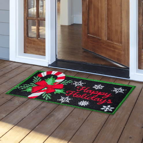 Festive Candy Canes Coir Doormat – 18 x 30