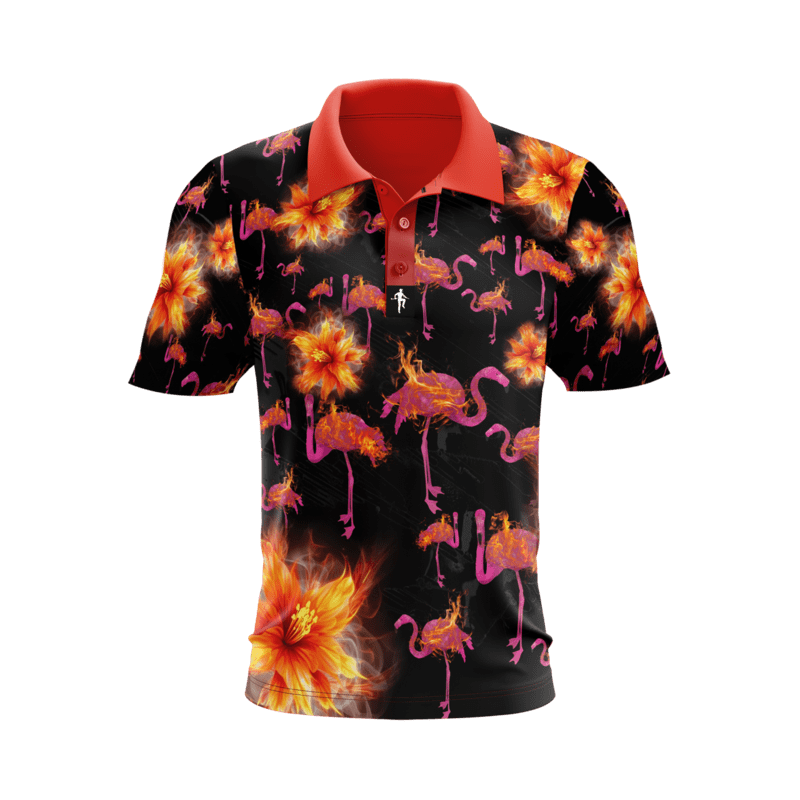 Unleashed Flaming Flamingo Performance Golf Polo (Black) Unleashed Flaming Flamingo Performance Golf Polo (Black)