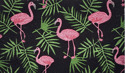 Flamingos and Leaves Coir Doormat