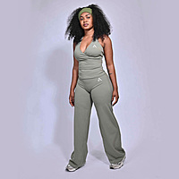Flow state Ruched V-Neck Halter Top Set