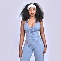 Flow state Ruched V-Neck Halter Top Set